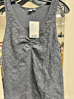 Anthropologie Lace Tank Top in dark grey NWT